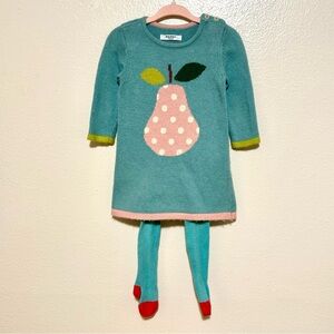 pear kint dress with tights set Mini boden 6-12m